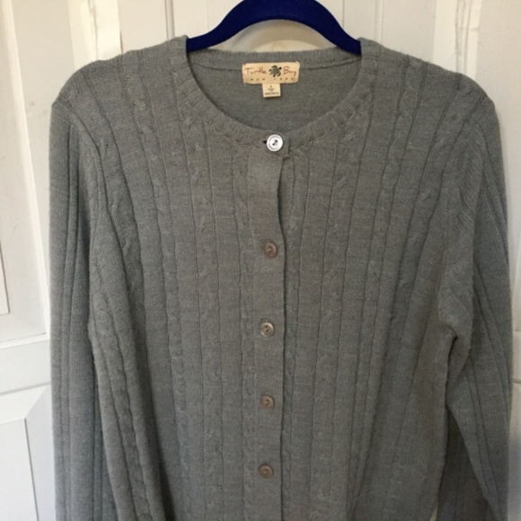 Turtle Bay Gray Cable Knit Cardigan Sweater - Picture 3 of 15